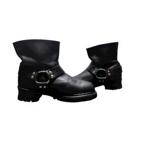 Double H Biker Harness Leather Boots Womens 9 Black Moto Chunky Gothic Western